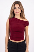Asymmetrical Top - Burgundy