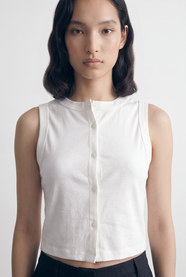 Everyday Tank With Buttons - White