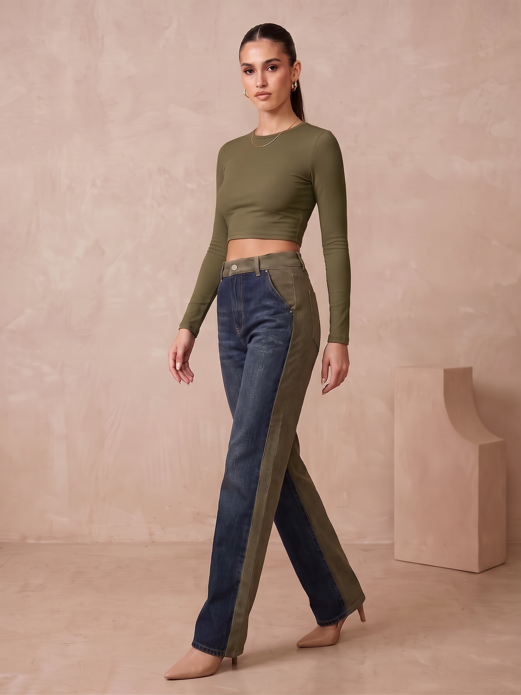 Loose Fit Two Toned Jeans