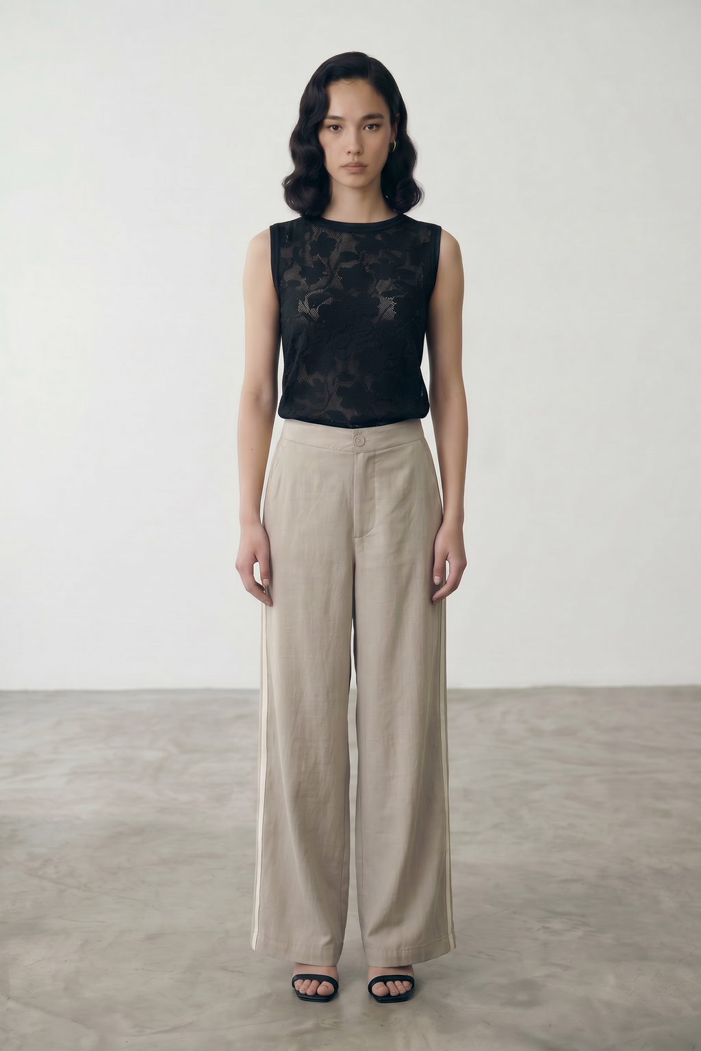 Side Striped Trouser - Greige