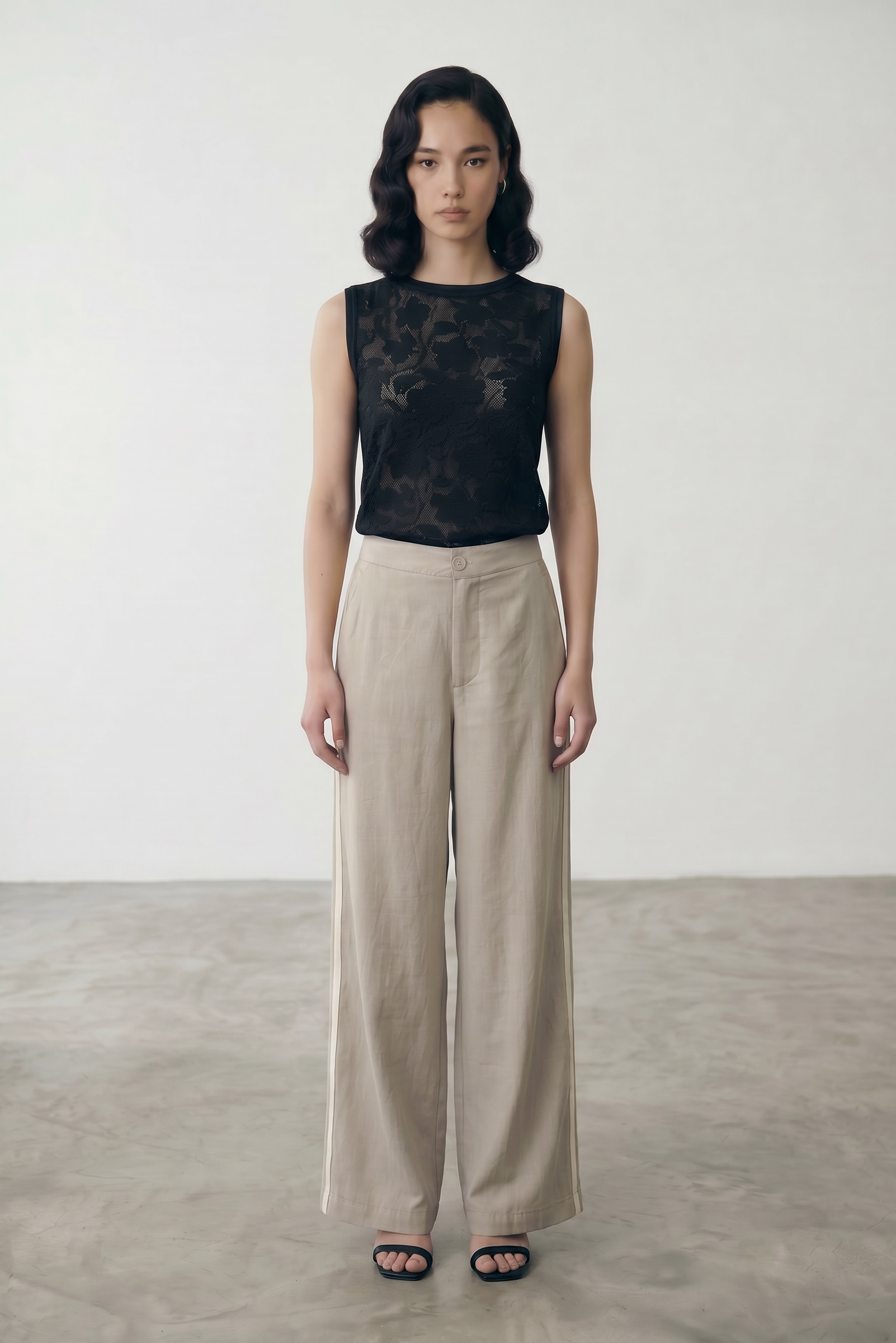 Side Striped Trouser - Greige