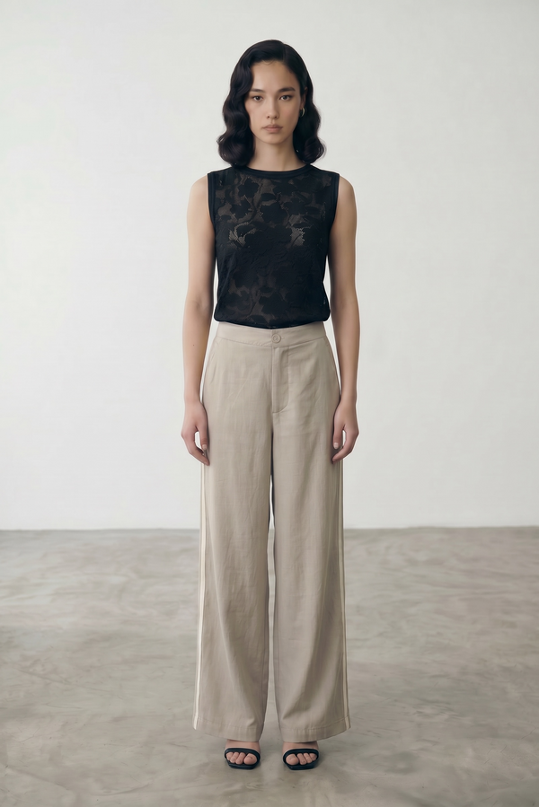 Side Striped Trouser - Greige