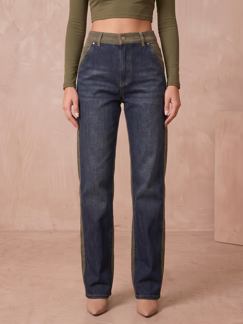 Loose Fit Two Toned Jeans