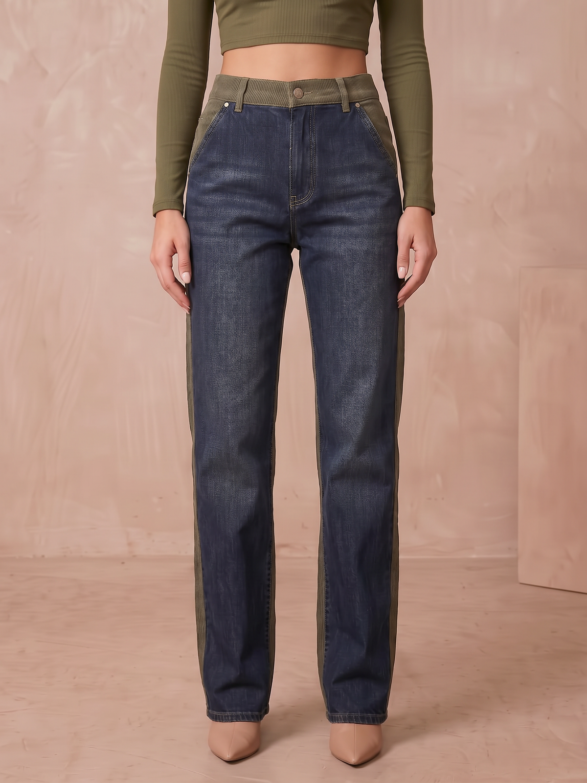 Loose Fit Two Toned Jeans
