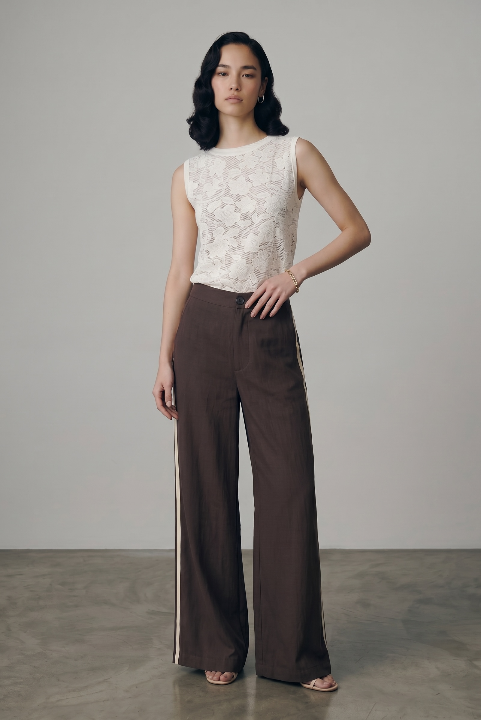 Side Striped Trouser - Brown