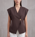 Gilet with Gold Button - Brown