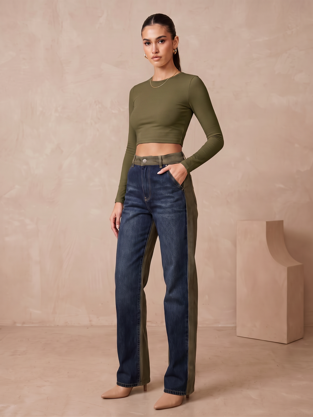 Loose Fit Two Toned Jeans