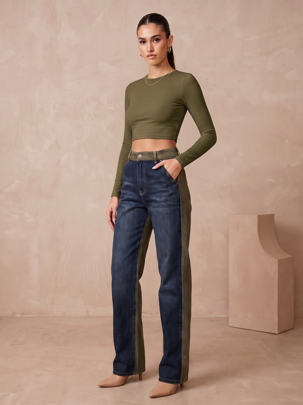 Loose Fit Two Toned Jeans