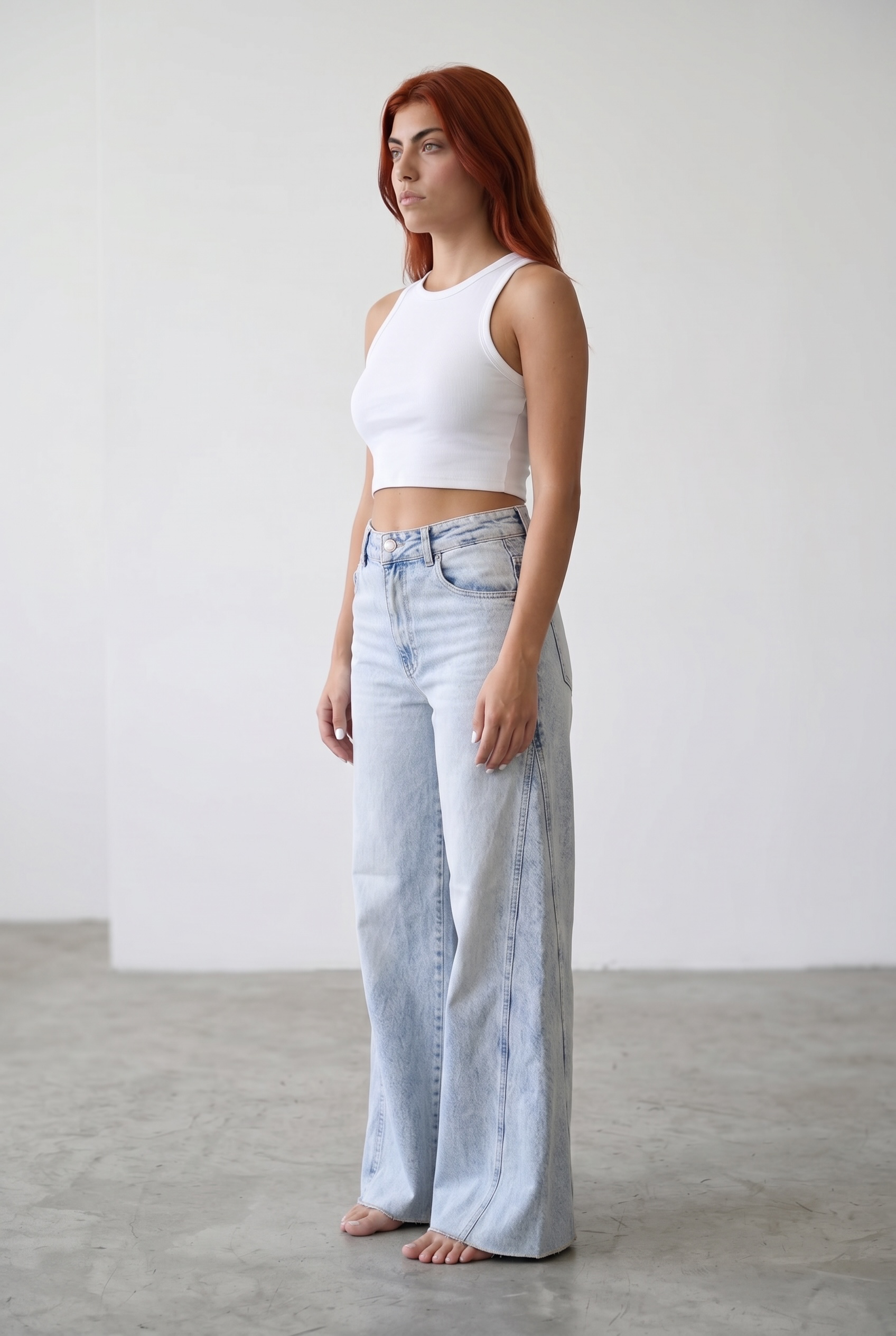 Palazzo Jeans With Triangle Sides - Light Blue