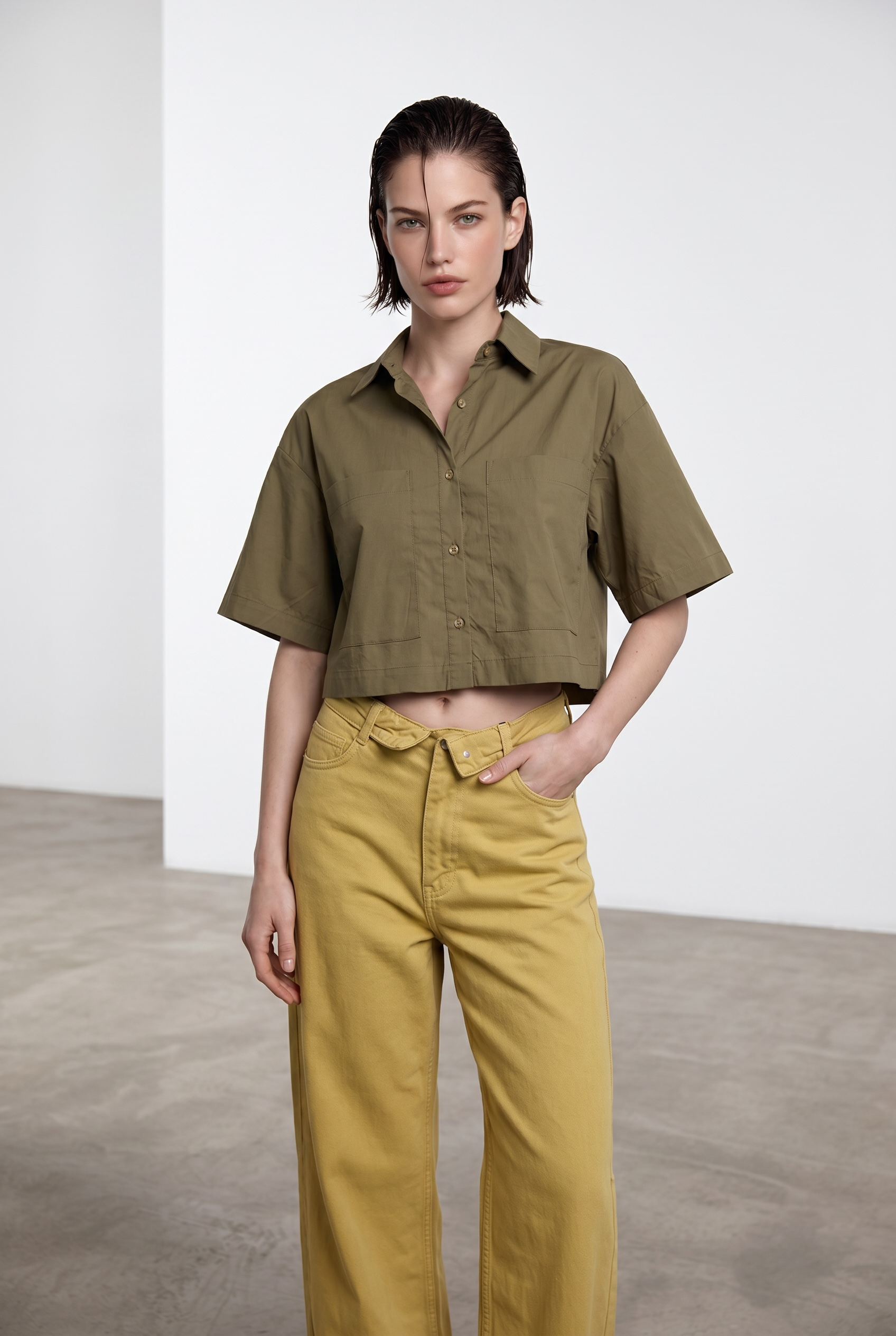 Unbuttoned Relaxed Colored Jeans - Mustard