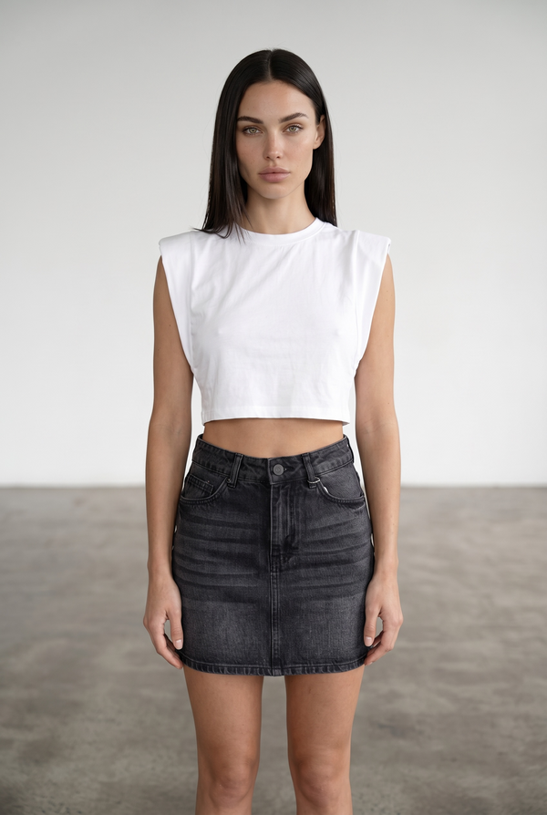 Denim Skirt - Black