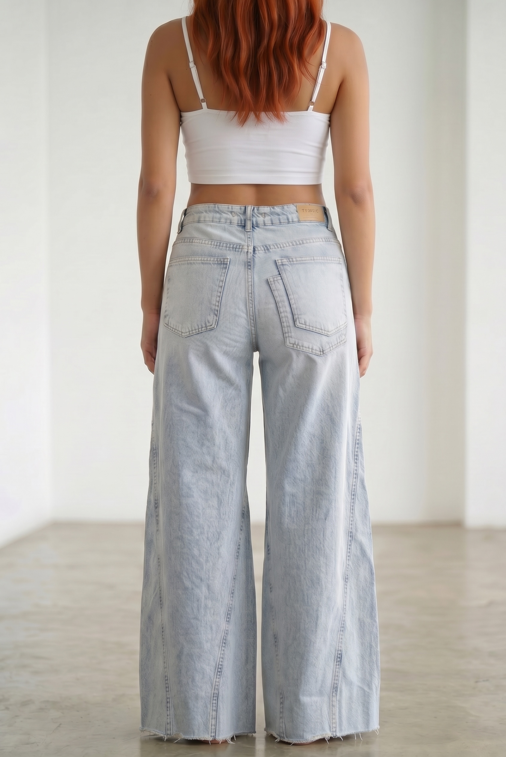 Palazzo Jeans With Triangle Sides - Light Blue