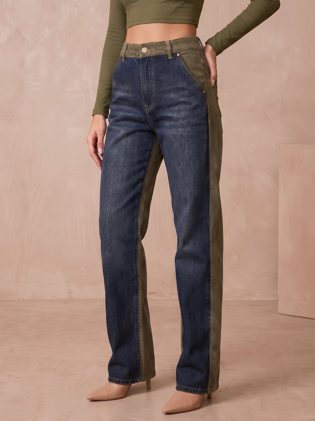 Loose Fit Two Toned Jeans