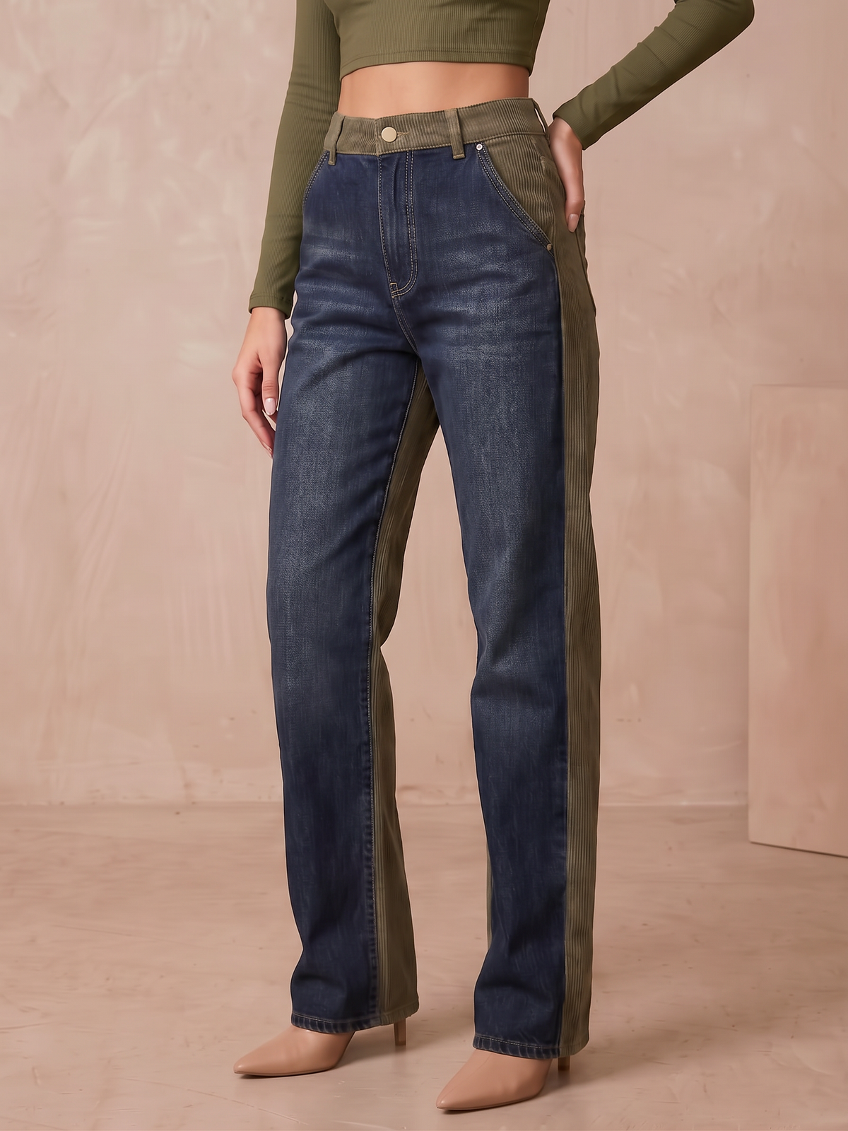 Loose Fit Two Toned Jeans
