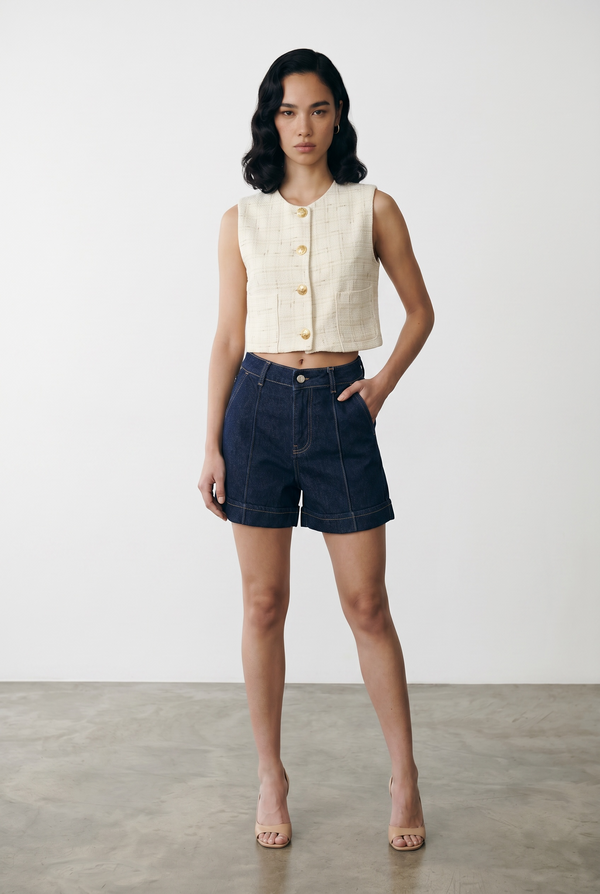 Timeless Mom Short - Navy Jeans