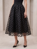 Polka Organza Midi Skirt - Black
