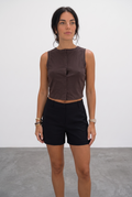 Everyday Tank With Buttons - Brown