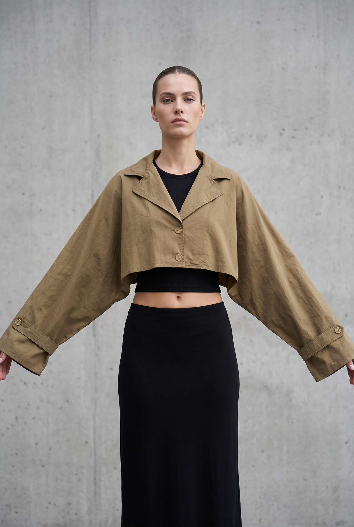 Cropped Trench - Olive