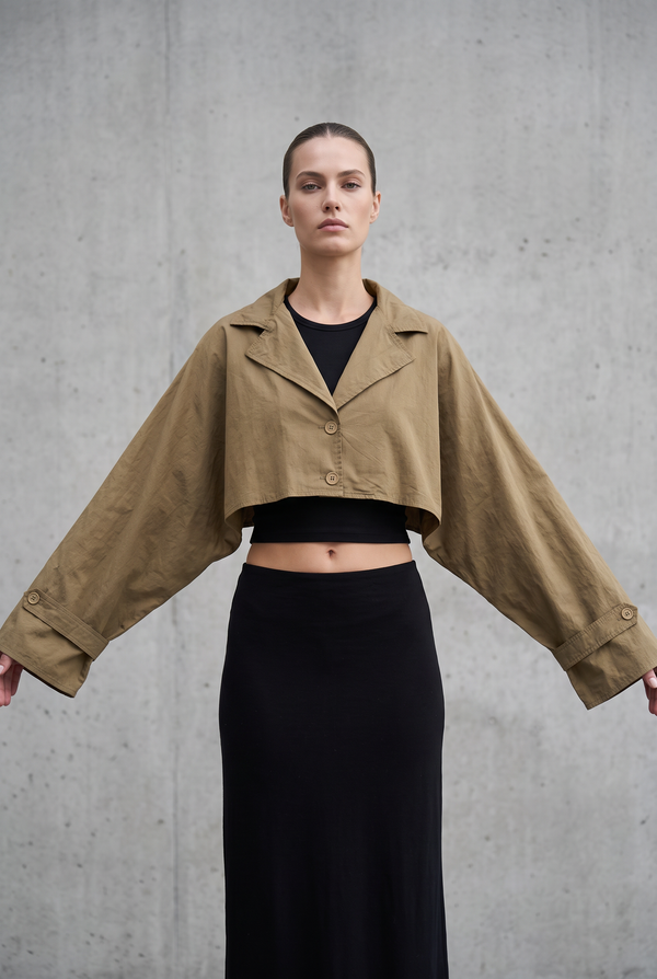 Cropped Trench - Olive