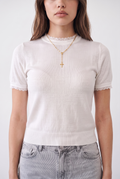Knitted Top Lace touch - White