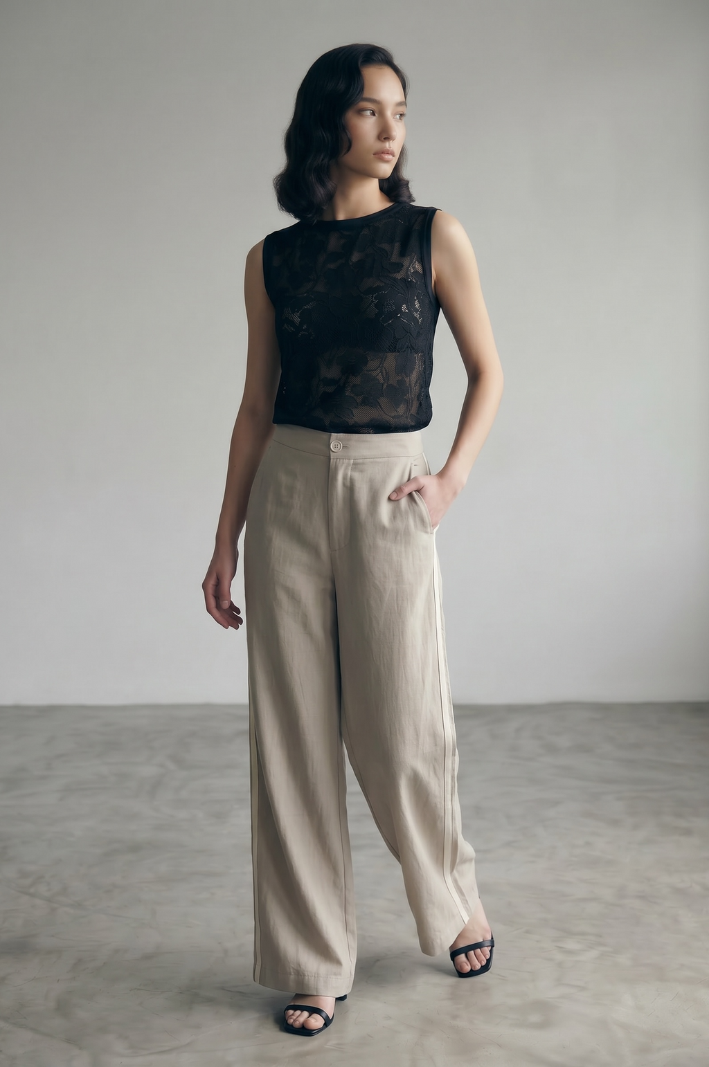 Side Striped Trouser - Greige