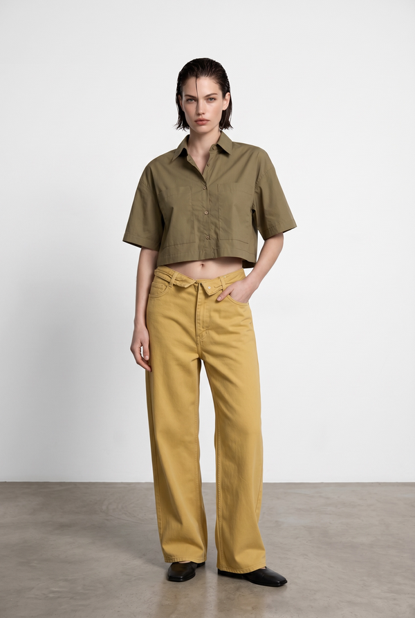 Unbuttoned Relaxed Colored Jeans - Mustard