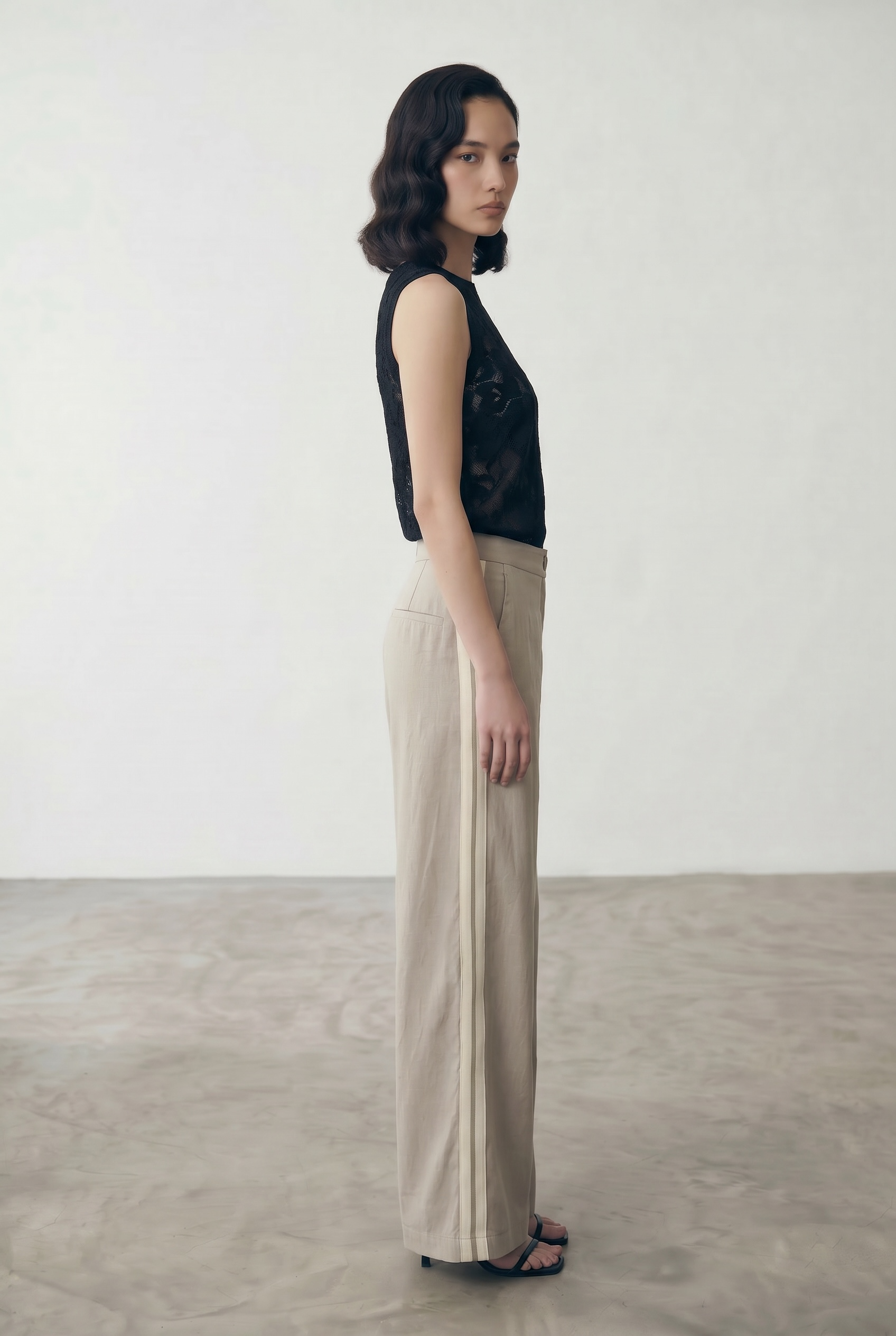 Side Striped Trouser - Greige