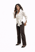 Collard Surplice Shirt - White