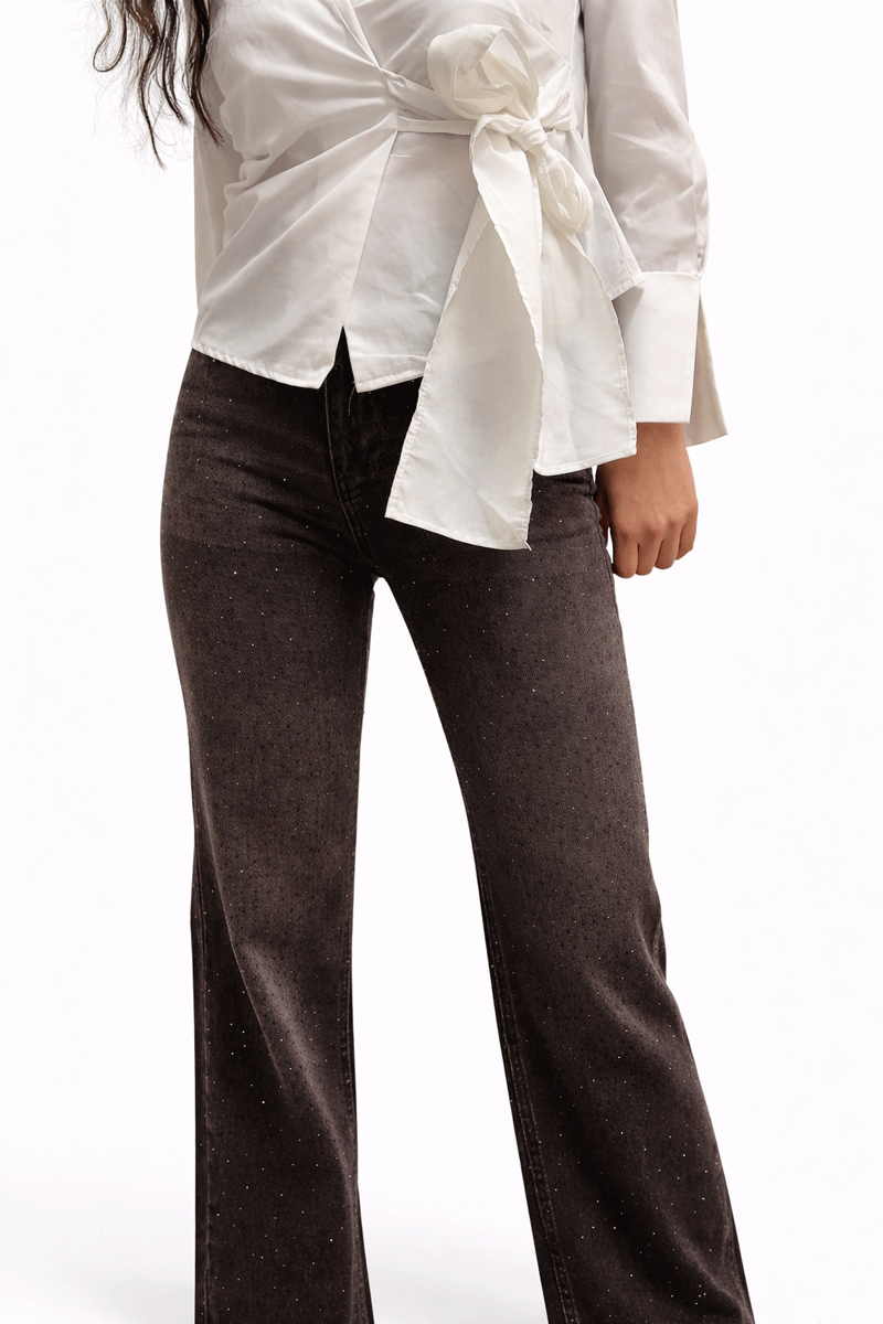 Glitter Flare Jeans - Brown