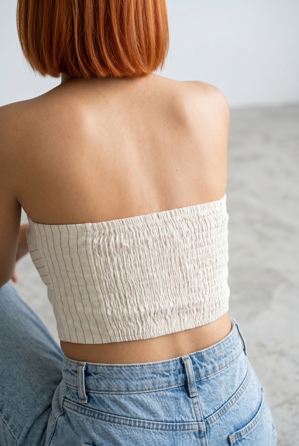 Striped Linen Corset - Beige Brown