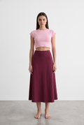 Midi Skirt Satin - Burgundy