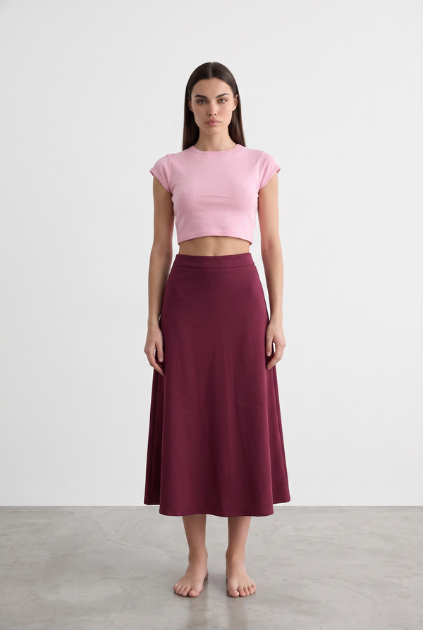 Midi Skirt Satin - Burgundy