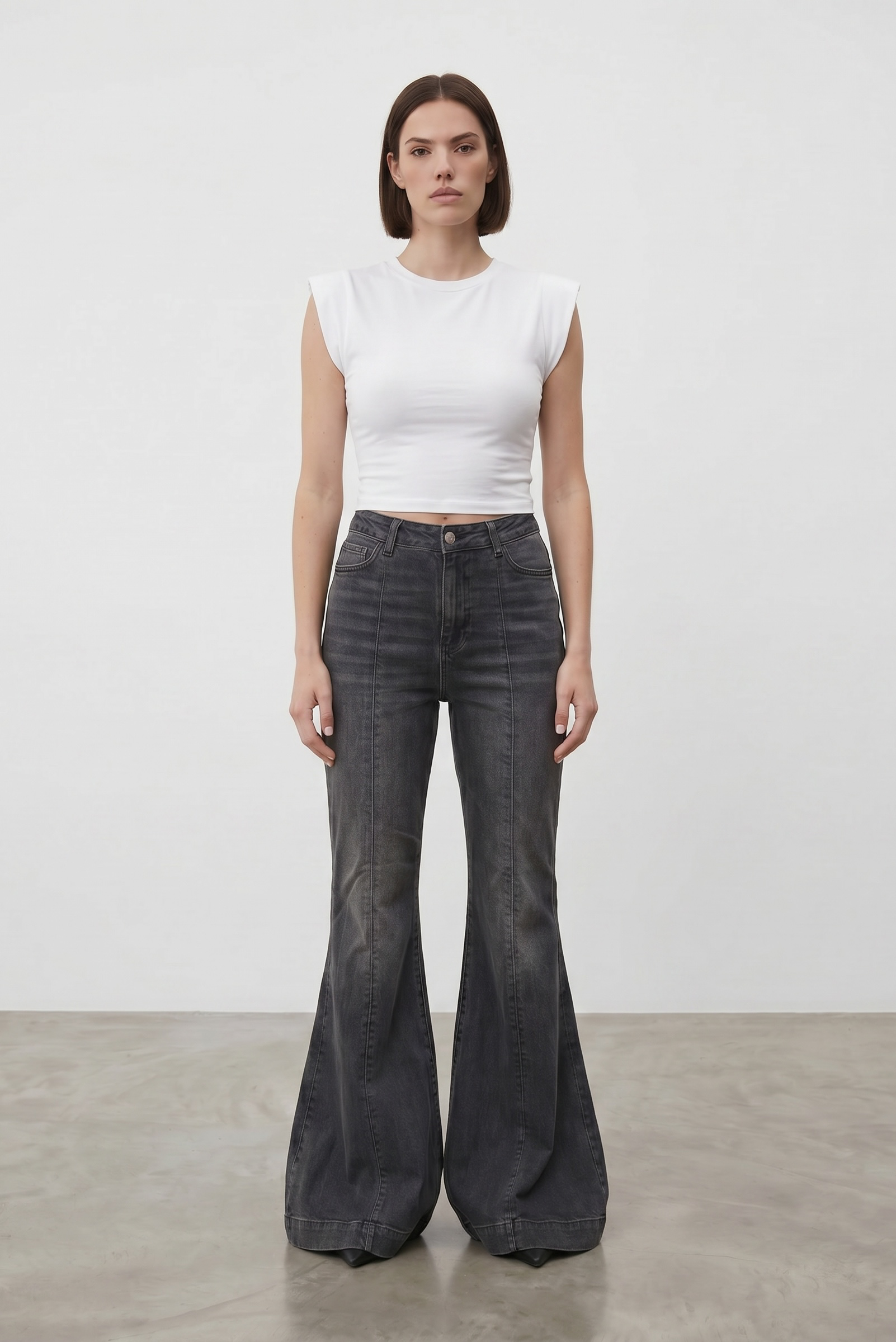 Elephant Flare Jeans - Washed Black