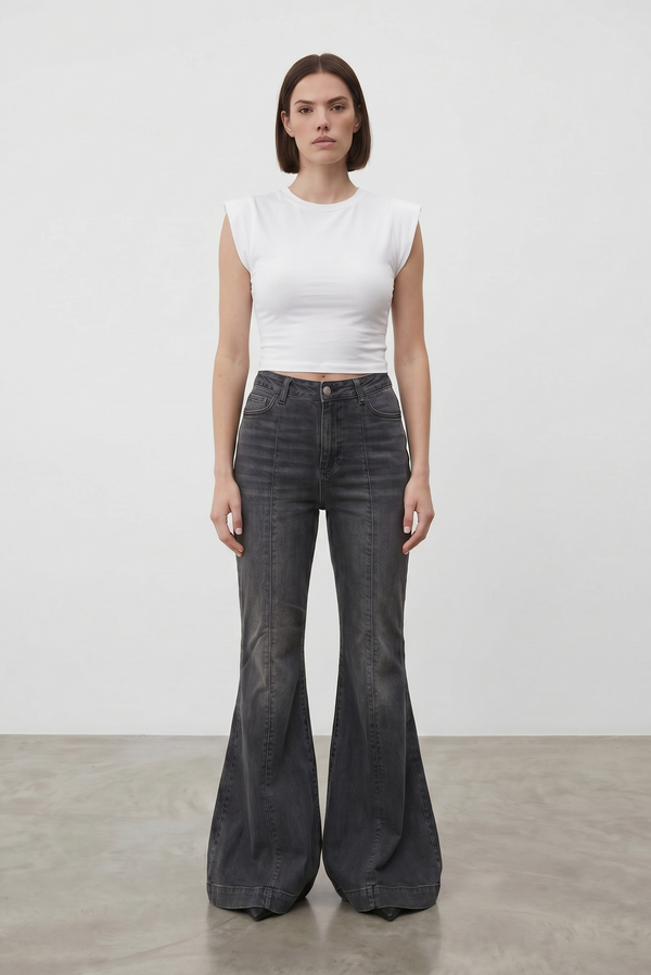 Elephant Flare Jeans - Washed Black