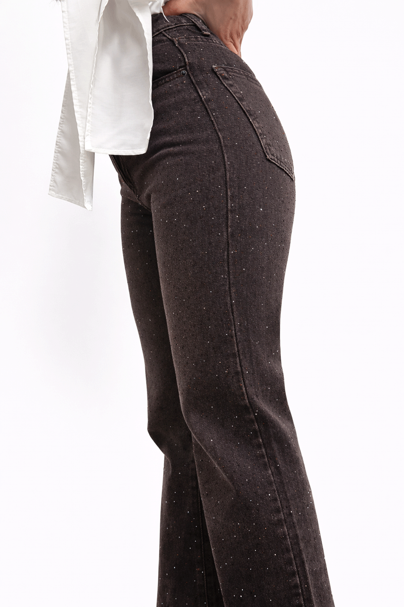 Glitter Flare Jeans - Brown