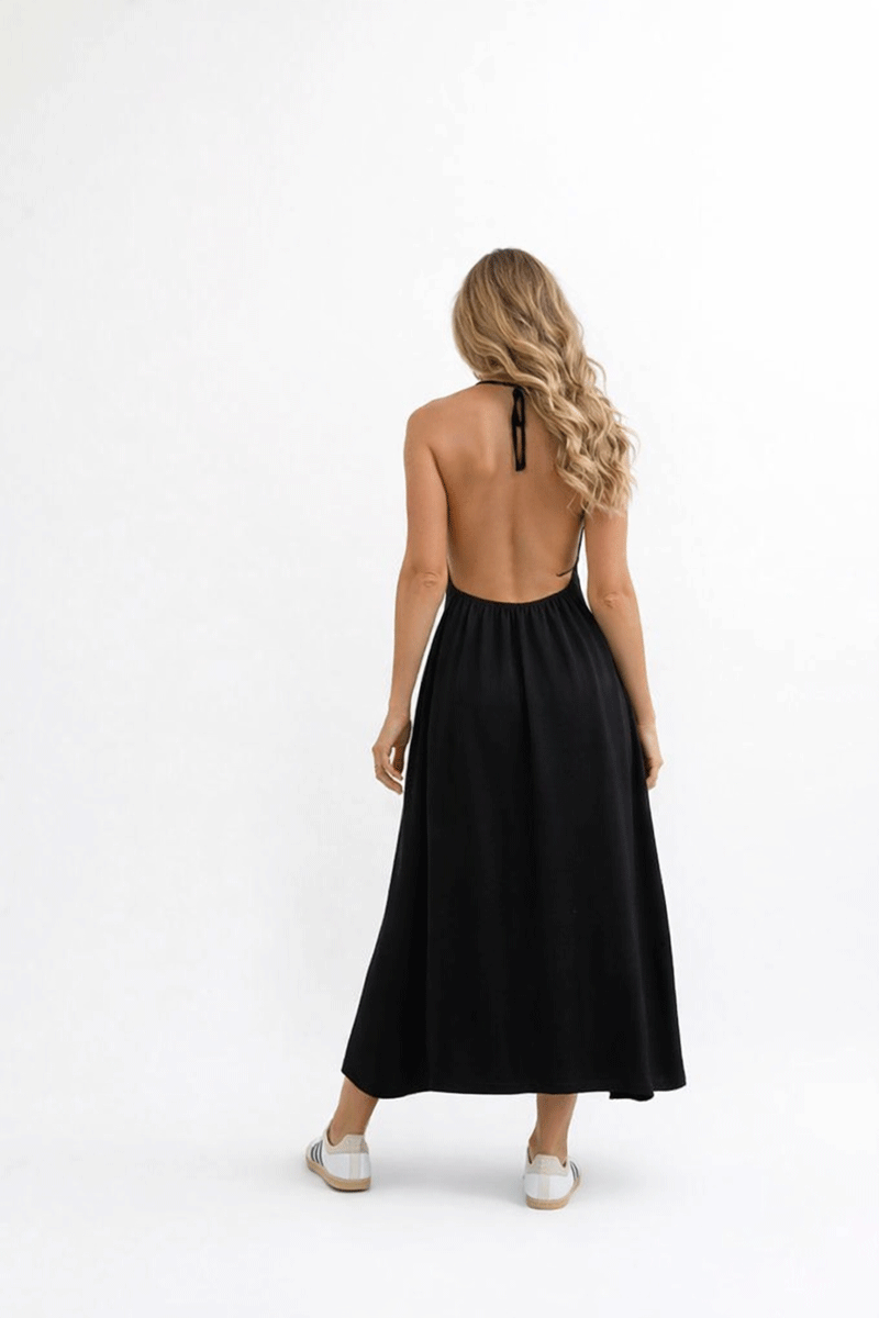 Halter Neck Dress - Black