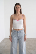 Corset With Floral Rims - White