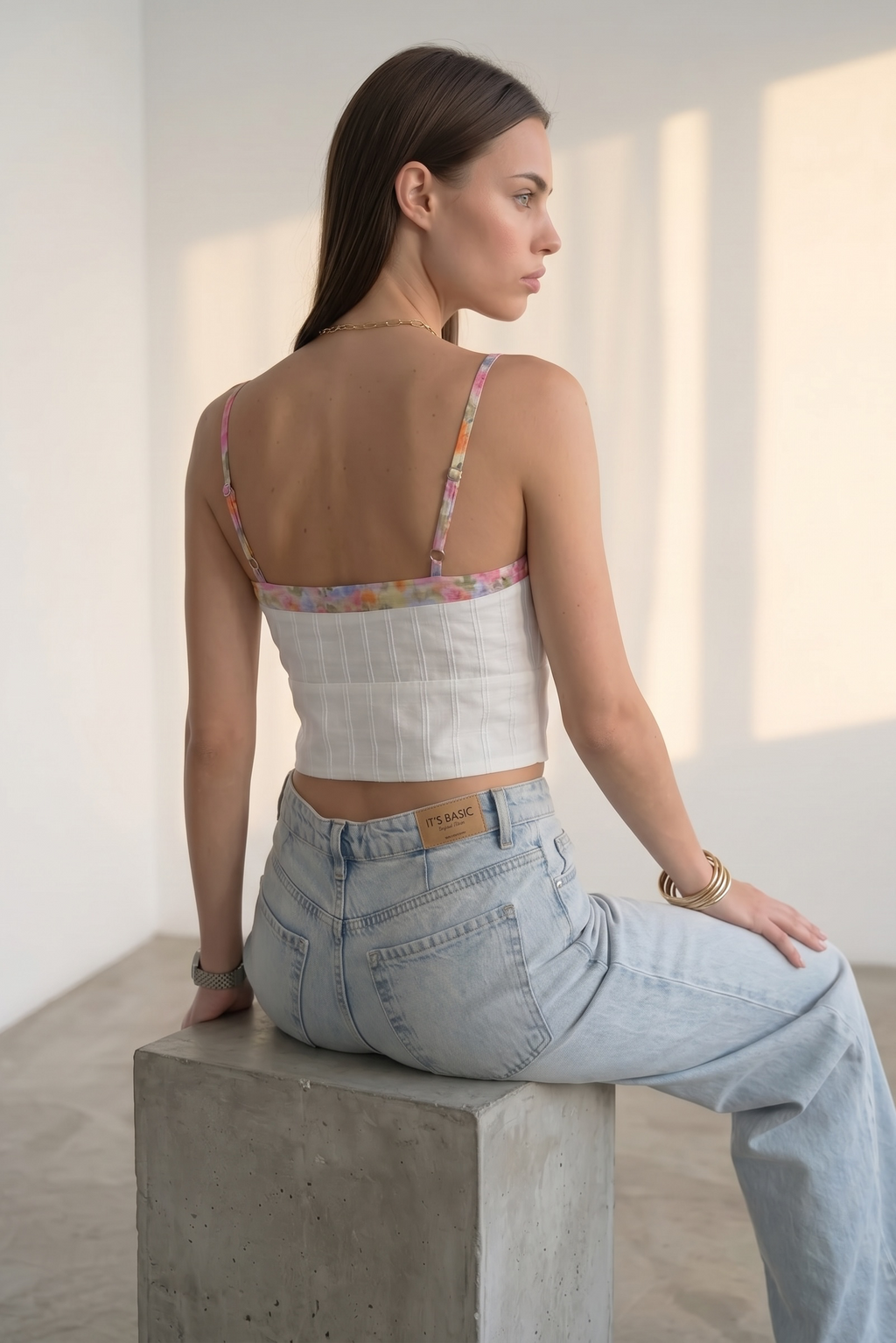 Corset With Floral Rims - White