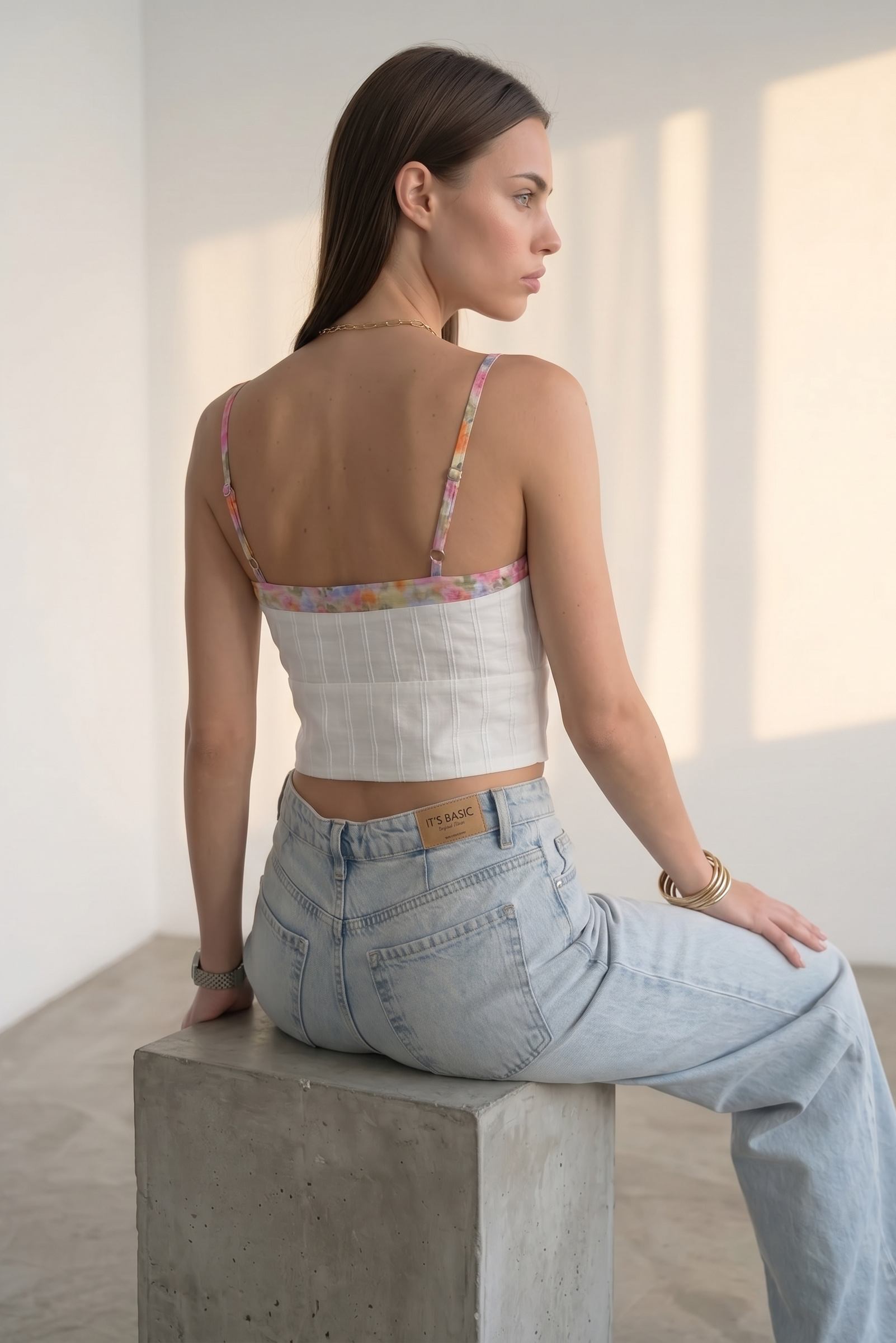 Corset With Floral Rims - White