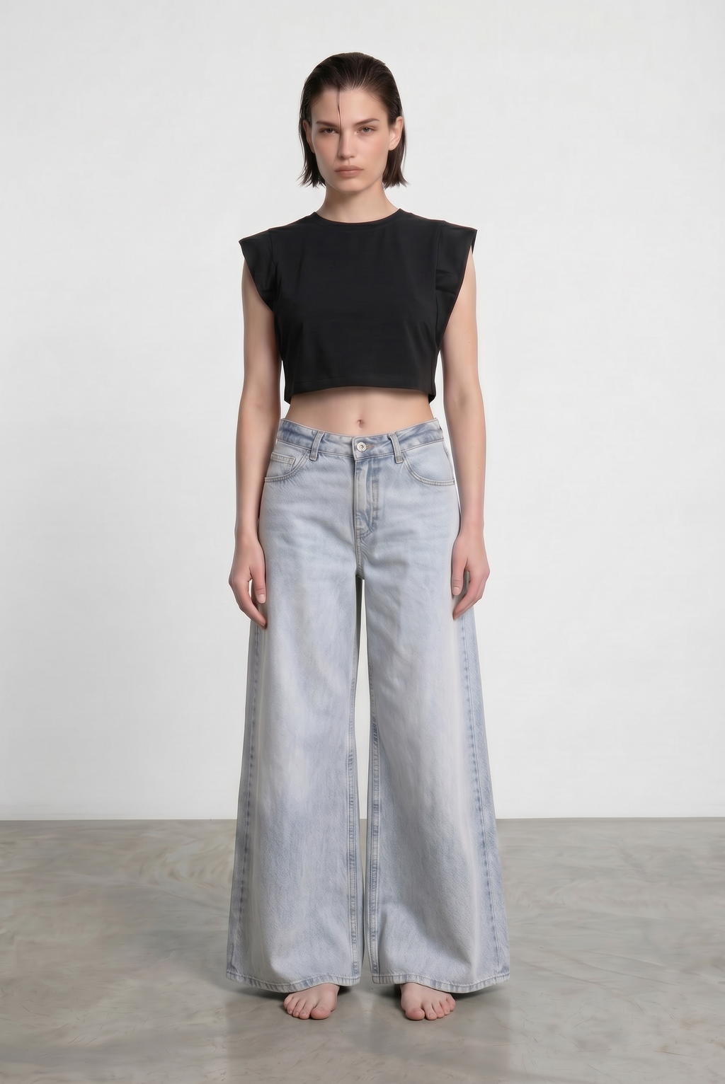 Elephant Wide Leg Jeans - Stone Blue