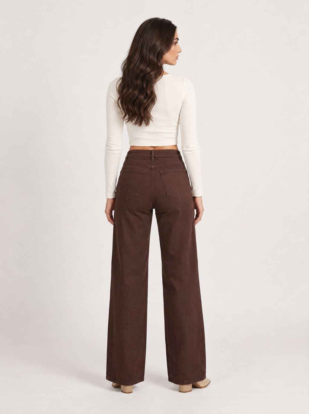 Wide Leg Jeans - Choco Brown