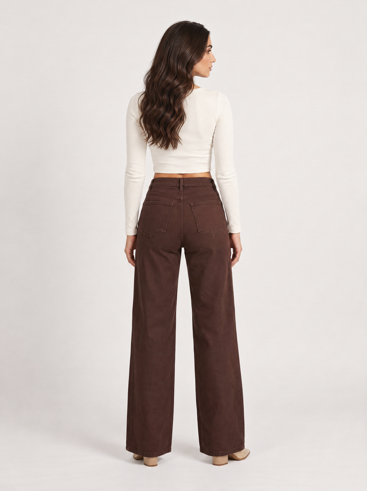Wide Leg Jeans - Choco Brown