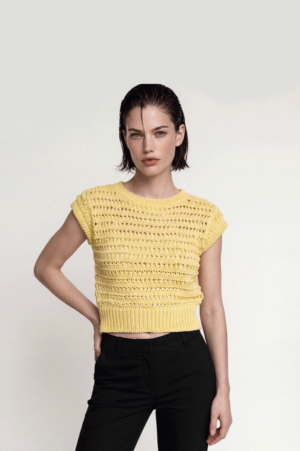 Pointelle Knit Top - Butter Yellow