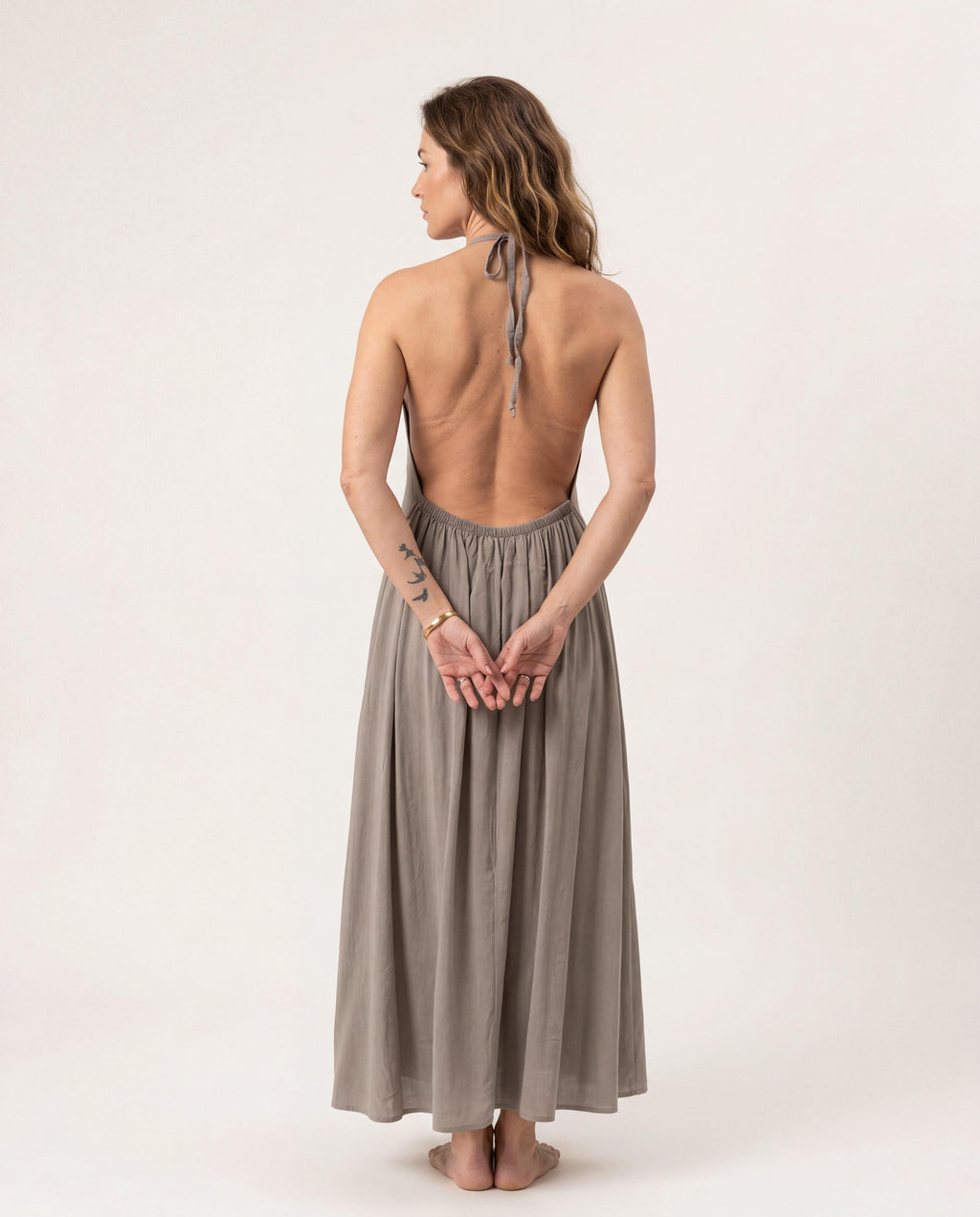 Halter Neck Dress - Greige