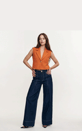Pli Creux Palazzo Jeans - Navy Blue